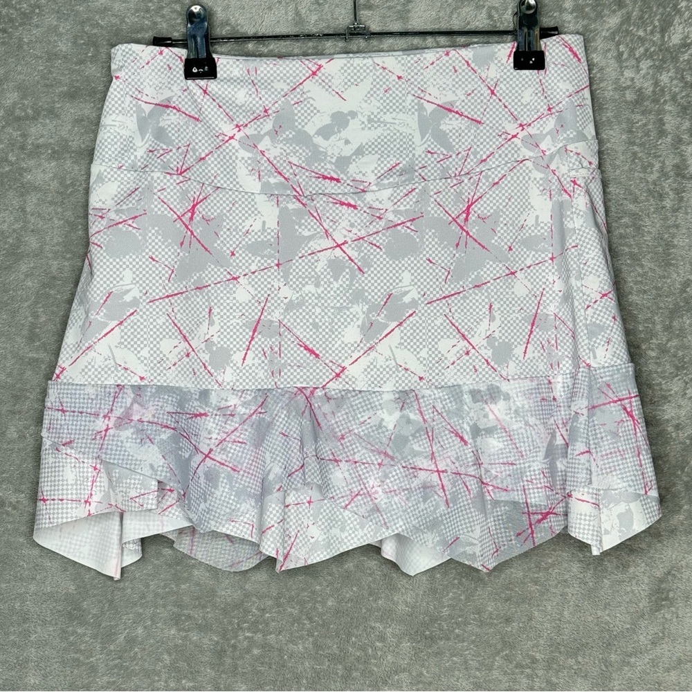 Denise Cronwall Small Stella Sienna 13” Skort White Striped Stretch Tennis Golf
